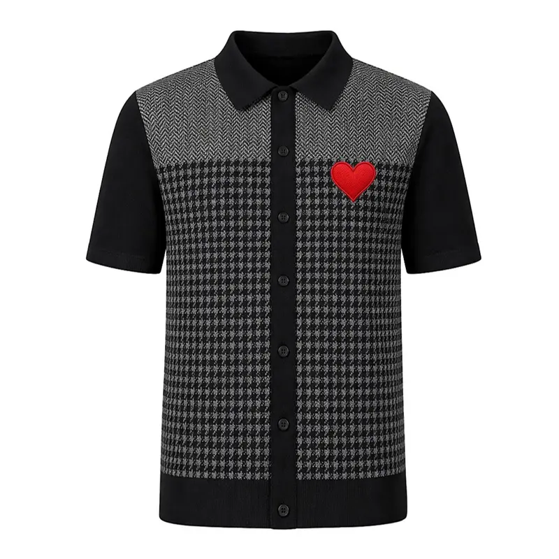 Men's Black Retro Artistic Heart Embroidery Knitted Cardigan 1