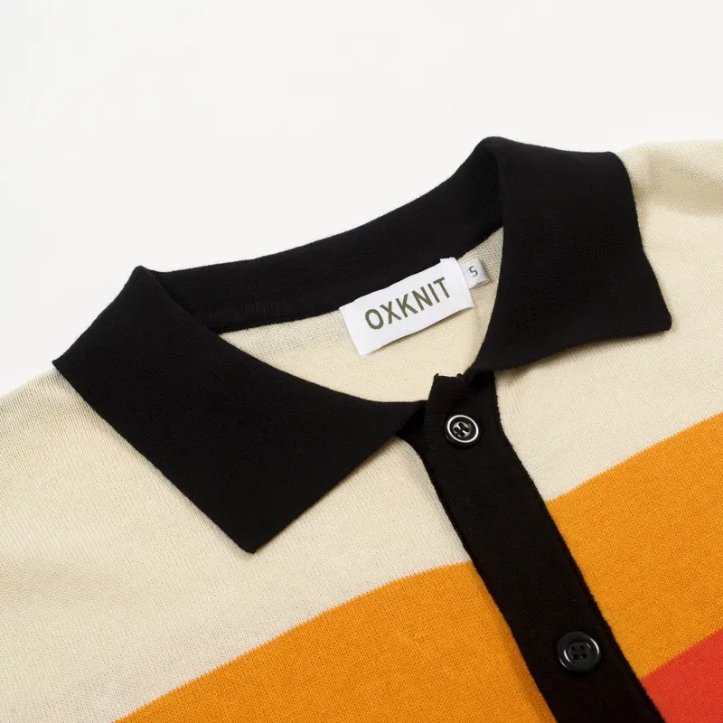 Men's Black Retro Fashion Striped Art Knitted Cardigan 3