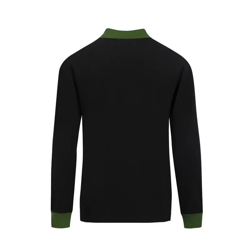 Men's Black Rose Jacquard Vintage Polo Knitwear 3