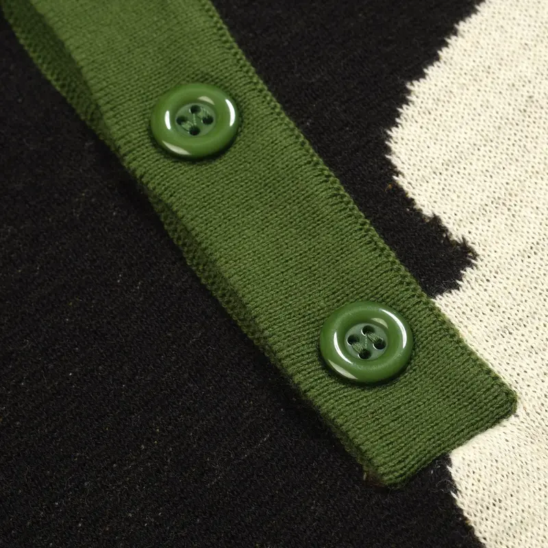 Men's Black Rose Jacquard Vintage Polo Knitwear 5