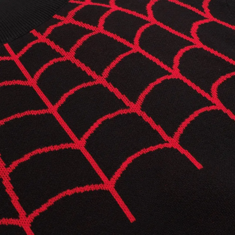 Men's Black Spider-Web Vintage Striped High-Neck Knitwear 2