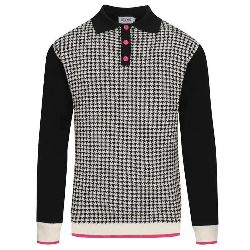 Men's Black Street Retro Knitted Polo Shirt 1