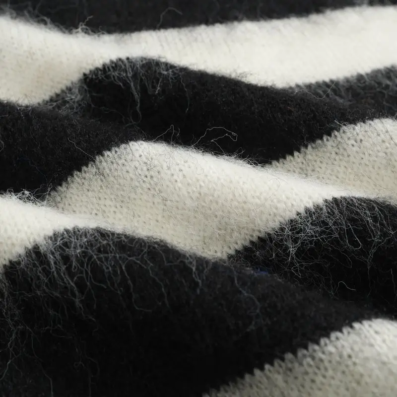Men's Black Striped Vintage Plush Knit Sweater 2