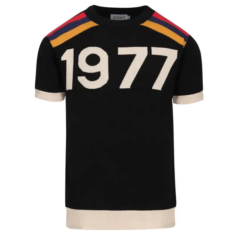 Men's Black Vintage 1977 Jacquard Knit T-Shirt 1