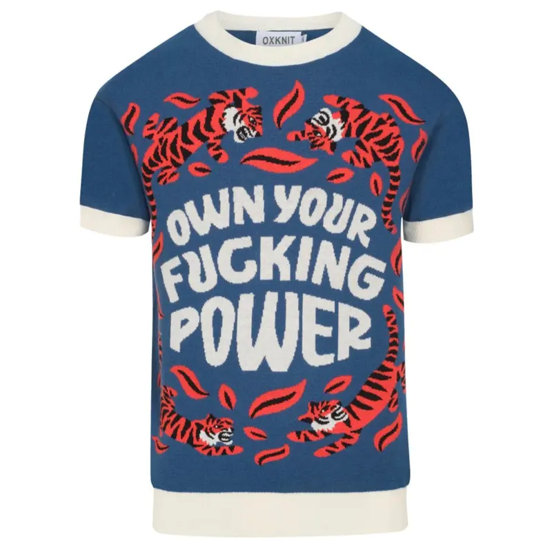 Men's Blue Animal Jacquard Knit T-Shirt - Designed By Jessica Molina 1
