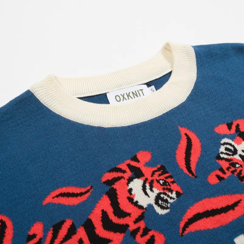 Men's Blue Animal Jacquard Knit T-Shirt - Designed By Jessica Molina 4