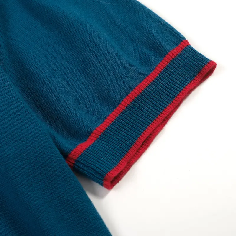 Men's Blue Rocket Planet Embroidered Polo Knit Shirt 4