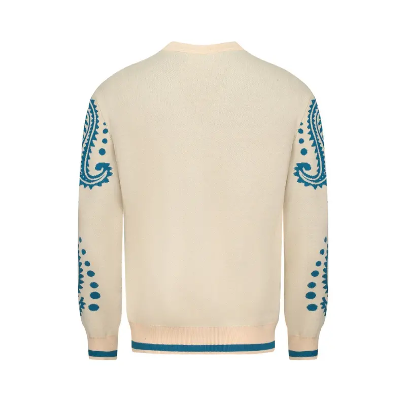 Men's Blue Vintage Jacquard Art Sweater Jacket 3