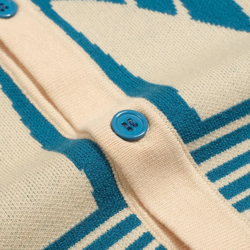Men's Blue Vintage Jacquard Art Sweater Jacket 5