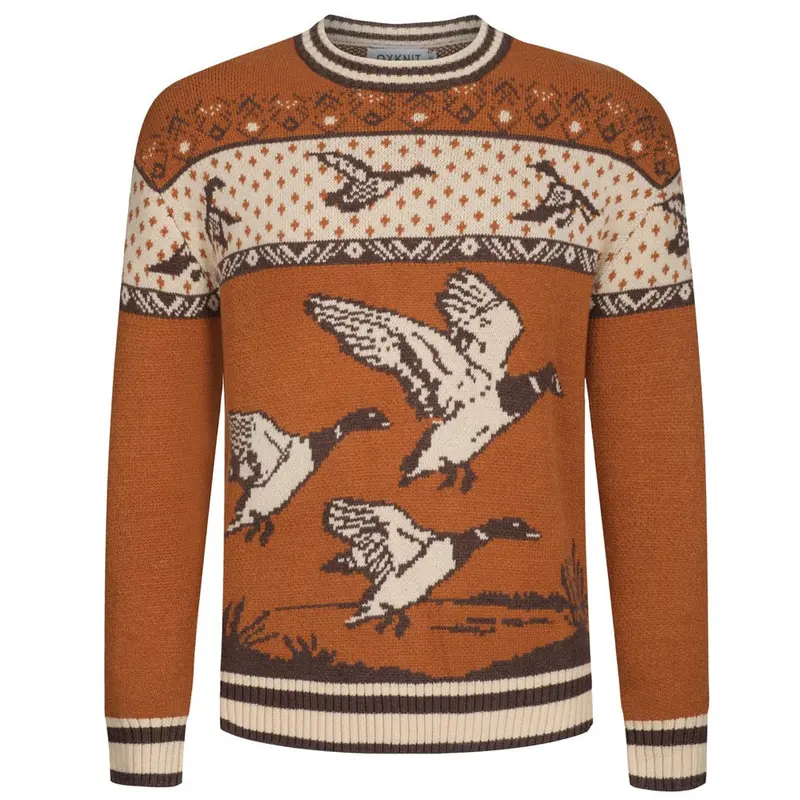 Men's Brown 1960'S Casual Jacquard Sweater 1