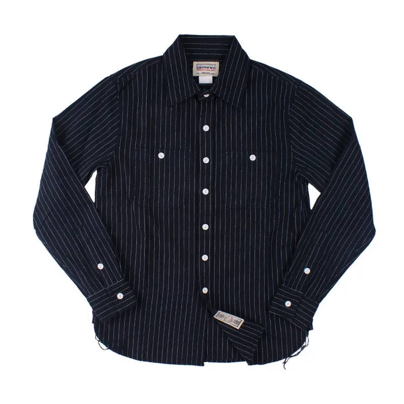 Men's Casual Vertical Striped Workwear Long-Sleeved Shirt 1