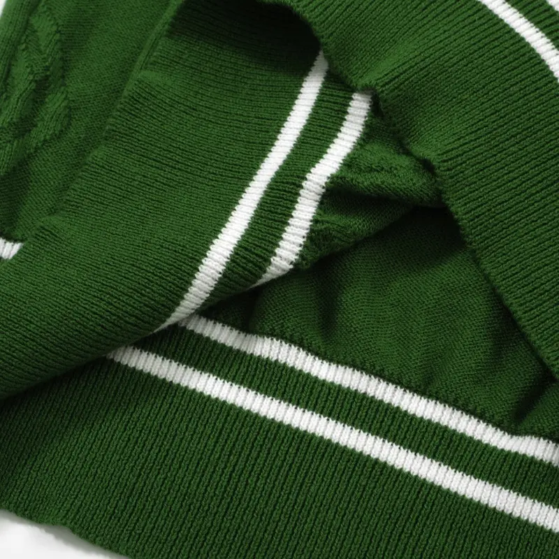 Men's Classic Green Cable Knit Polo – 60S Mod-Inspired Short Sleeve Shirt 6