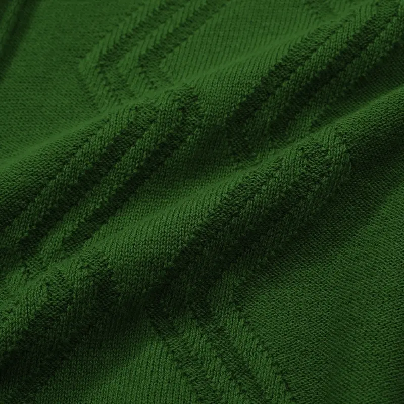 Men's Classic Green Cable Knit Polo – 60S Mod-Inspired Short Sleeve Shirt 7