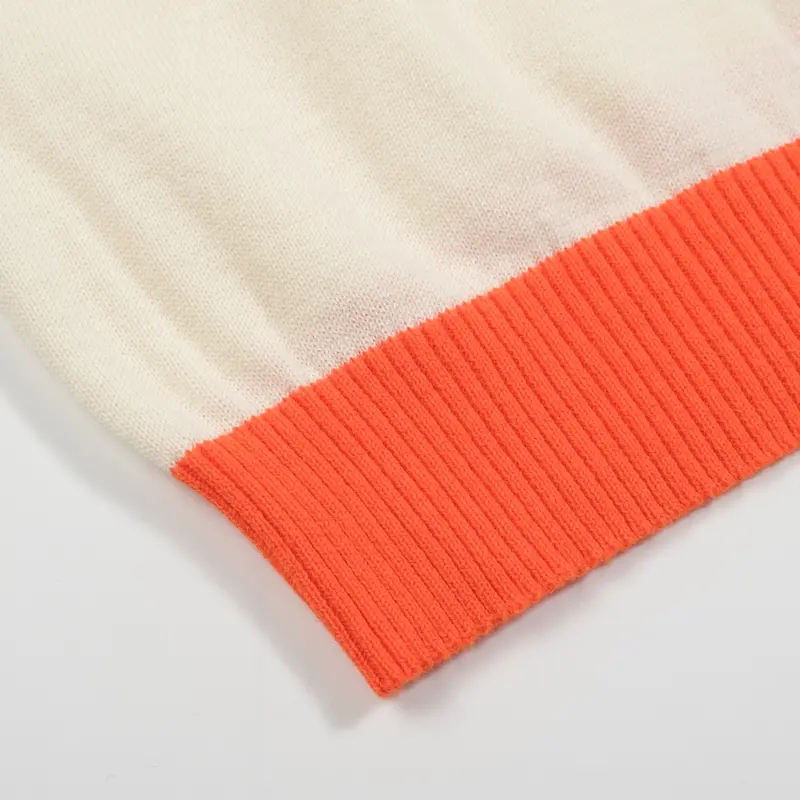Men’S Cream Knitwear – Embroidered Animal With Orange Trim 6