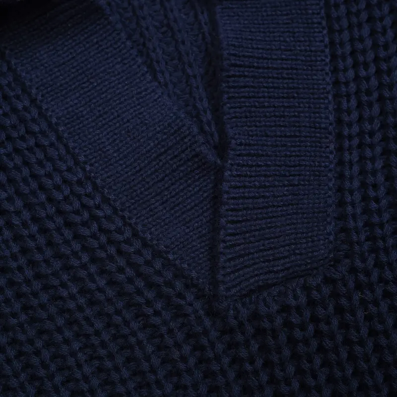Men's Dark Blue Casual Retro V-Neck Knitwear 5