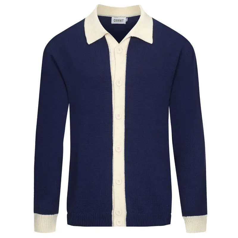 Men's Dark Blue Vintage Collegiate Cardigan 1