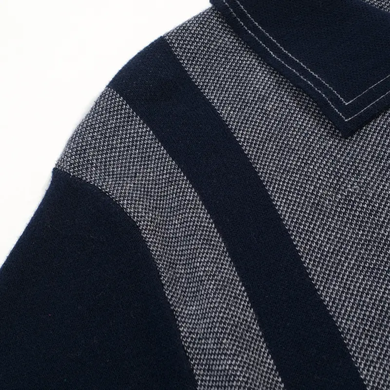 Men's Dark Blue Vintage Striped Art Knitted Cardigan 4