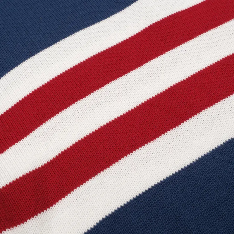 Men's Dark Blue Vintage Striped Artistic Fashion Street Jacquard Knitwear 2