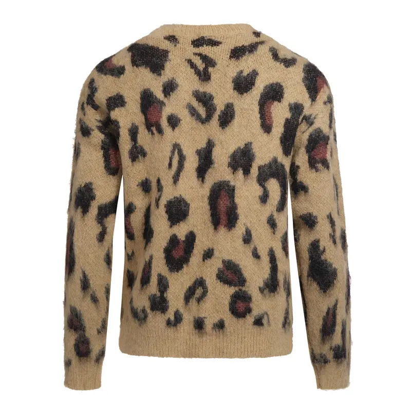Men’S Fuzzy Leopard Print Sweater – 70S Wild Style 2