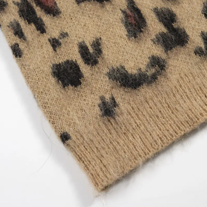 Men’S Fuzzy Leopard Print Sweater – 70S Wild Style 6