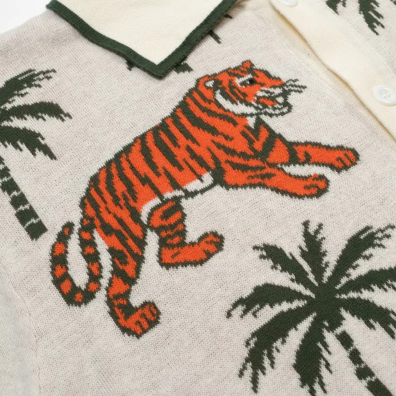 Men's Green Coconut Tree Animal Knitted Cardigan 2
