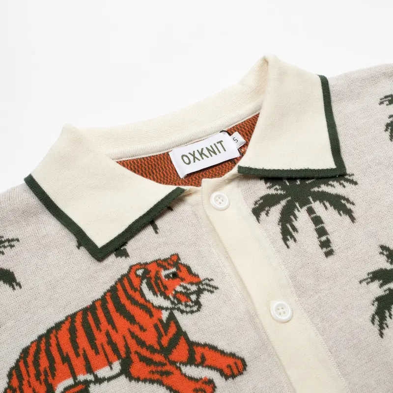 Men's Green Coconut Tree Animal Knitted Cardigan 3
