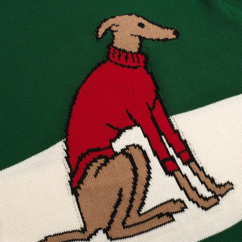 Men's Green Dog Jacquard Vintage Knitwear 2