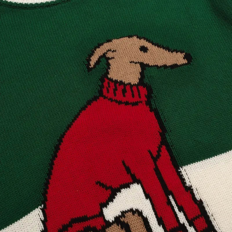 Men's Green Dog Jacquard Vintage Knitwear 5