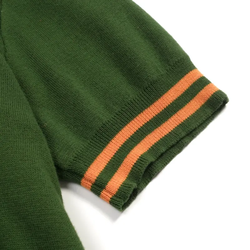 Men's Green Guitar Retro V-Neck Short-Sleeved Polo 4