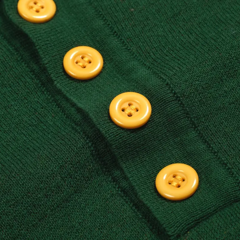 Men's Green Tiger Jacquard Vintage Knit Polo Shirt 4