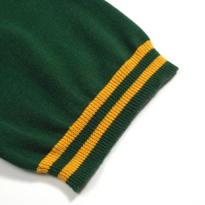 Men's Green Tiger Jacquard Vintage Knit Polo Shirt 5