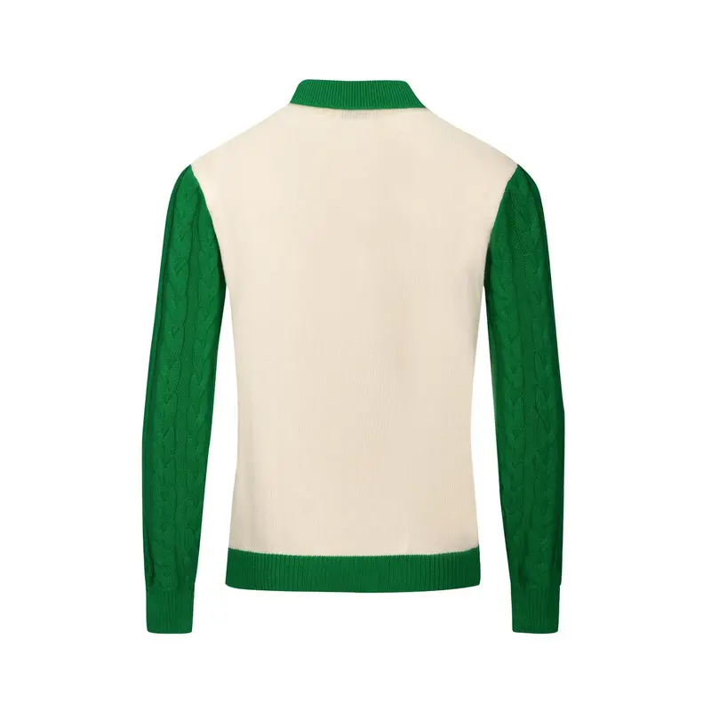 Men's Green Twist Vintage Knitted Polo Shirt 3
