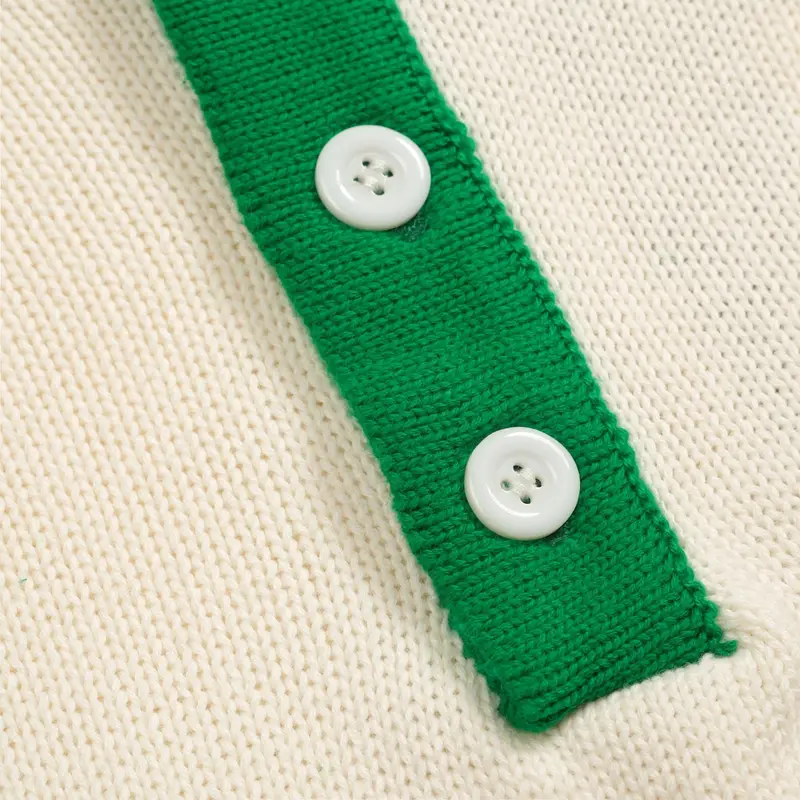 Men's Green Twist Vintage Knitted Polo Shirt 4