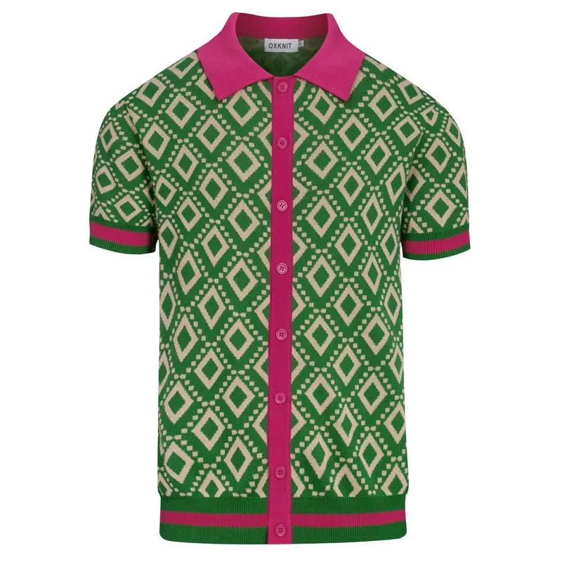 Men's Green Vintage 60'S Jacquard Cardigan 1
