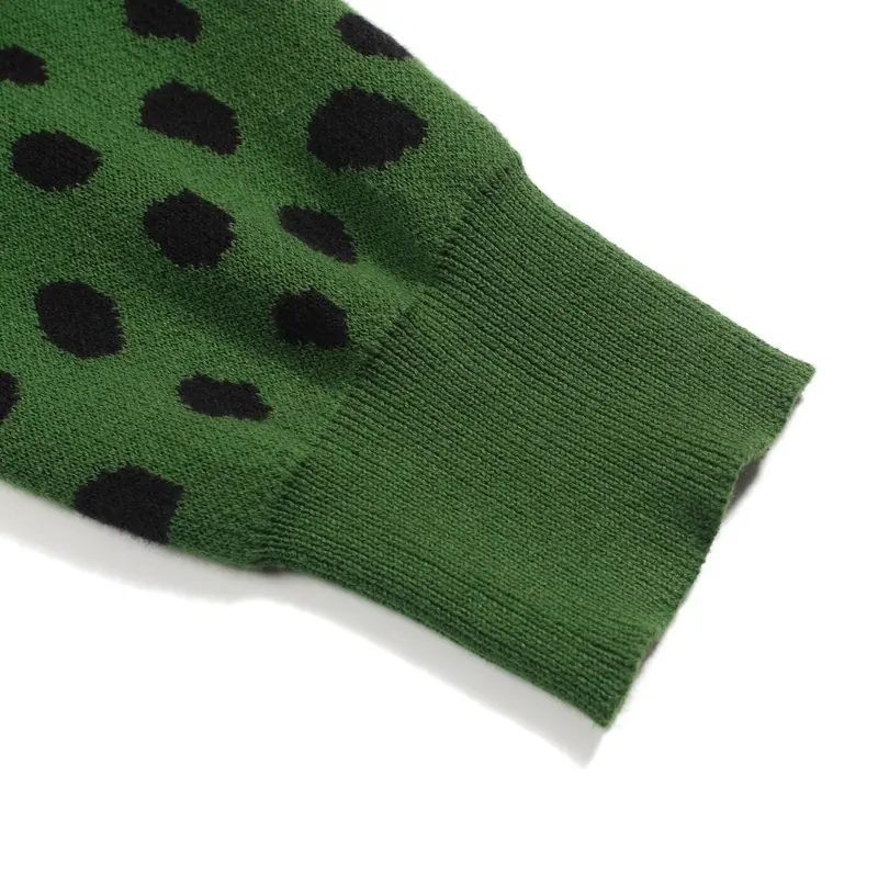 Men's Green Vintage Leopard Print Jacquard Knitwear 5