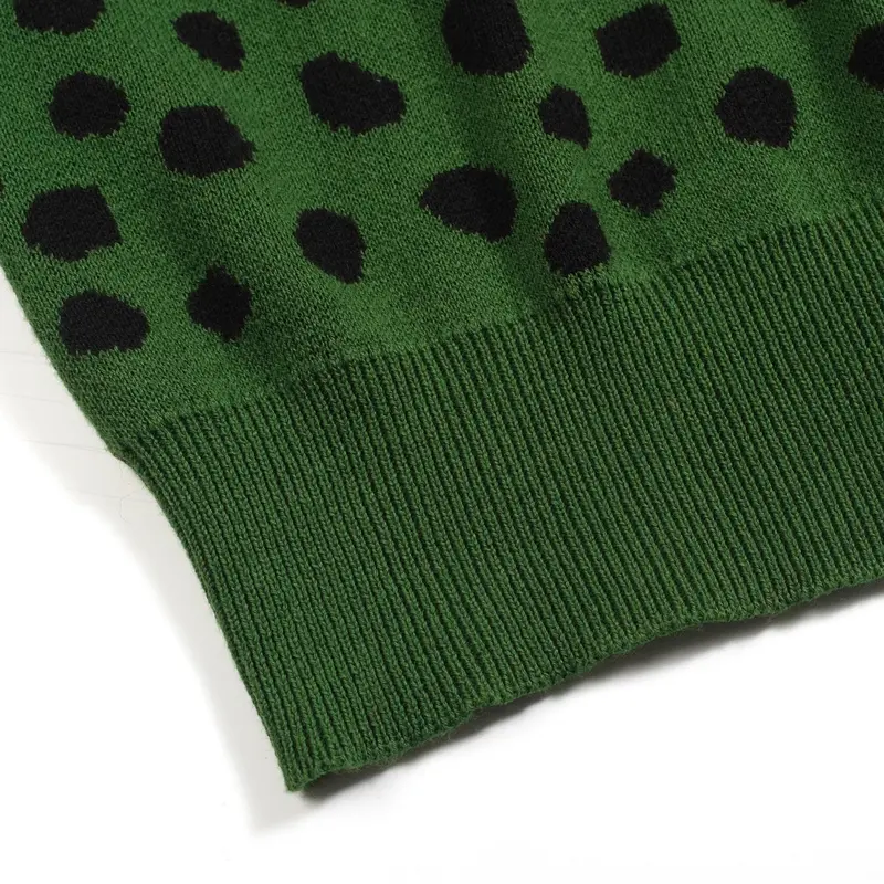 Men's Green Vintage Leopard Print Jacquard Knitwear 6