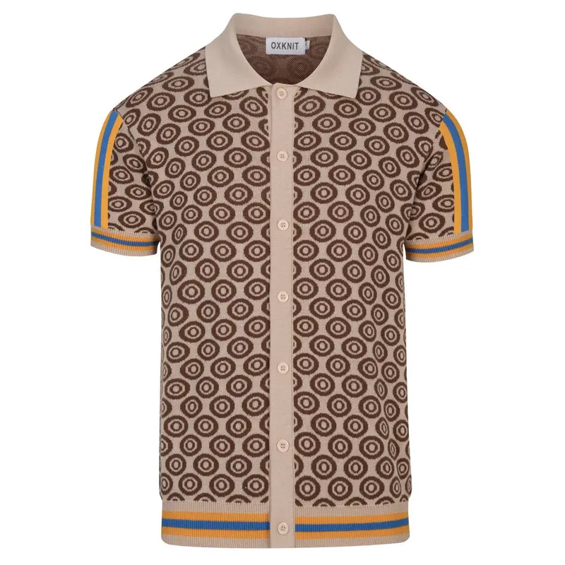 Men's Khaki Vintage 60'S Jacquard Cardigan 1