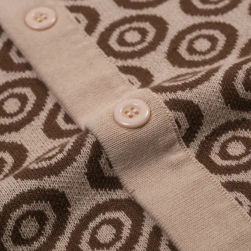 Men's Khaki Vintage 60'S Jacquard Cardigan 5