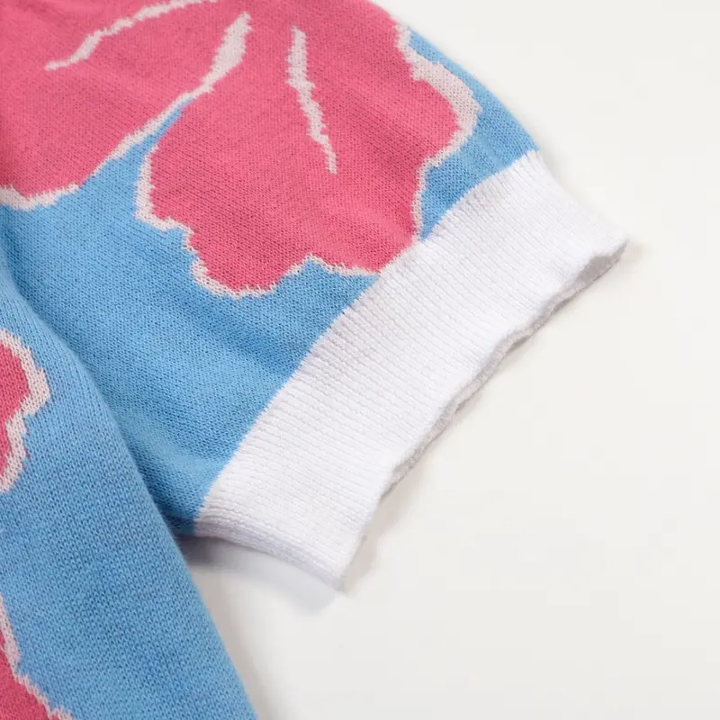 Men's Light Blue Vintage Floral Trendy Jacquard Knitted Cardigan 4