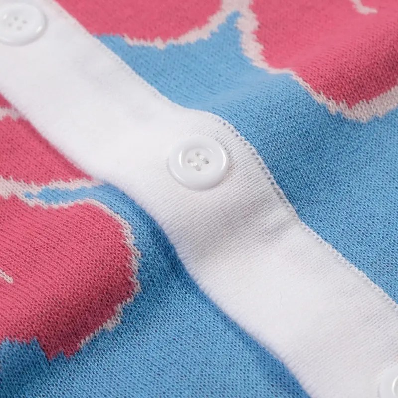 Men's Light Blue Vintage Floral Trendy Jacquard Knitted Cardigan 5
