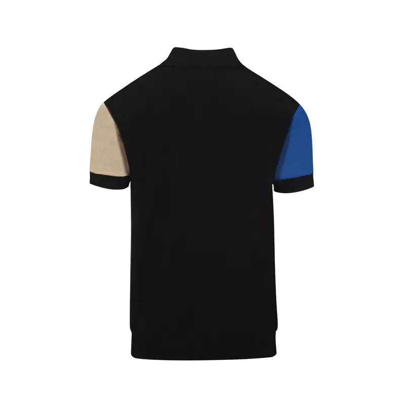 Men's Multi-Color Art Jacquard Knitted V-Neck Polo Shirt 3