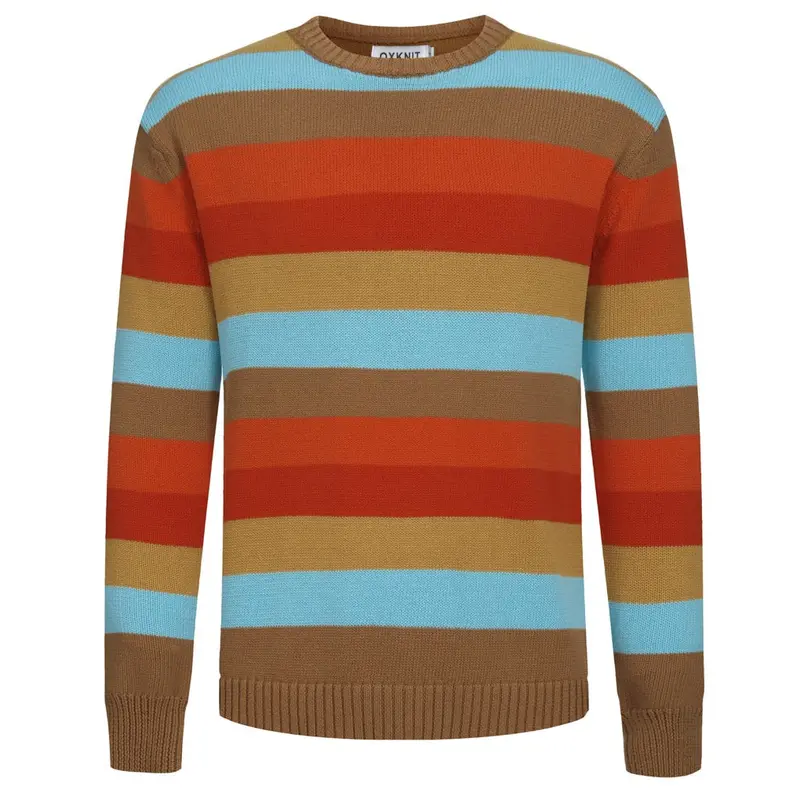 Men's Multicolor Artistic Retro Street Jacquard Round-Neck Knitwear 1