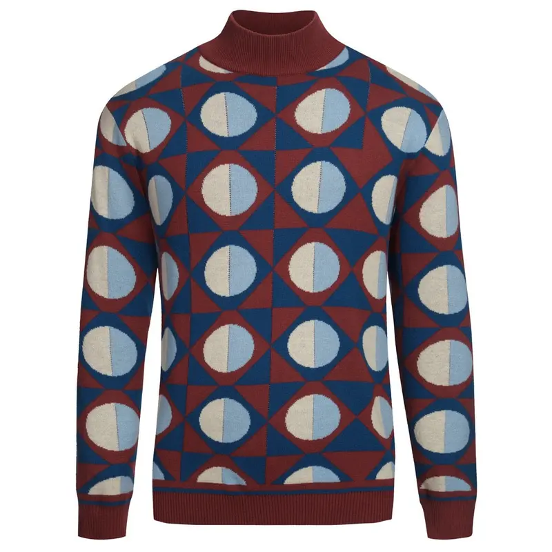 Men's Multicolor Retro Artistic Fashion High-Neck Knitwear 1