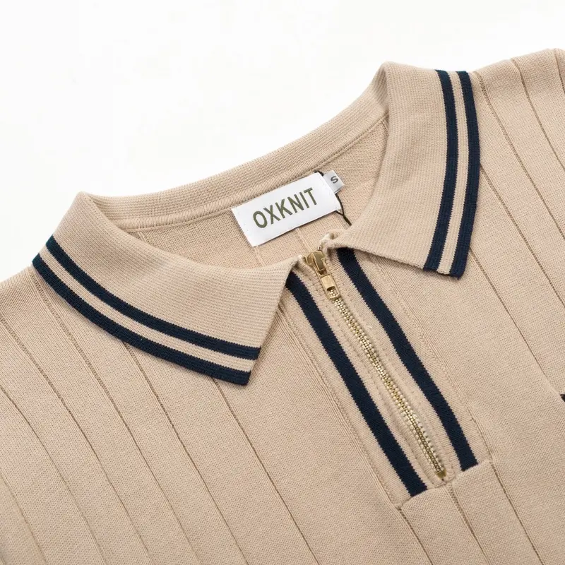 Men's Oatmeal Vintage Art Minimalist Jacquard Knitted Cardigan 3