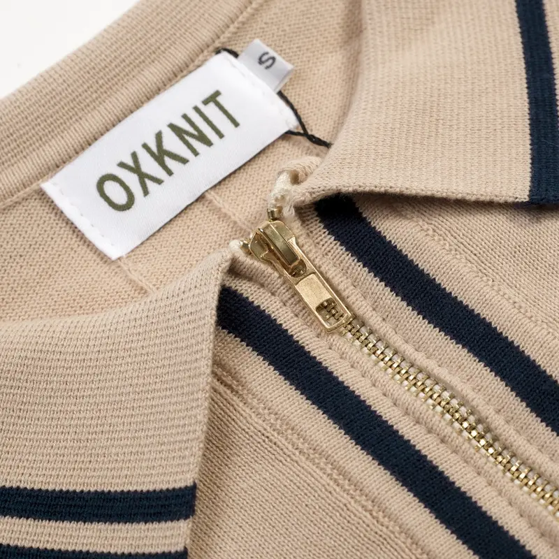 Men's Oatmeal Vintage Art Minimalist Jacquard Knitted Cardigan 4