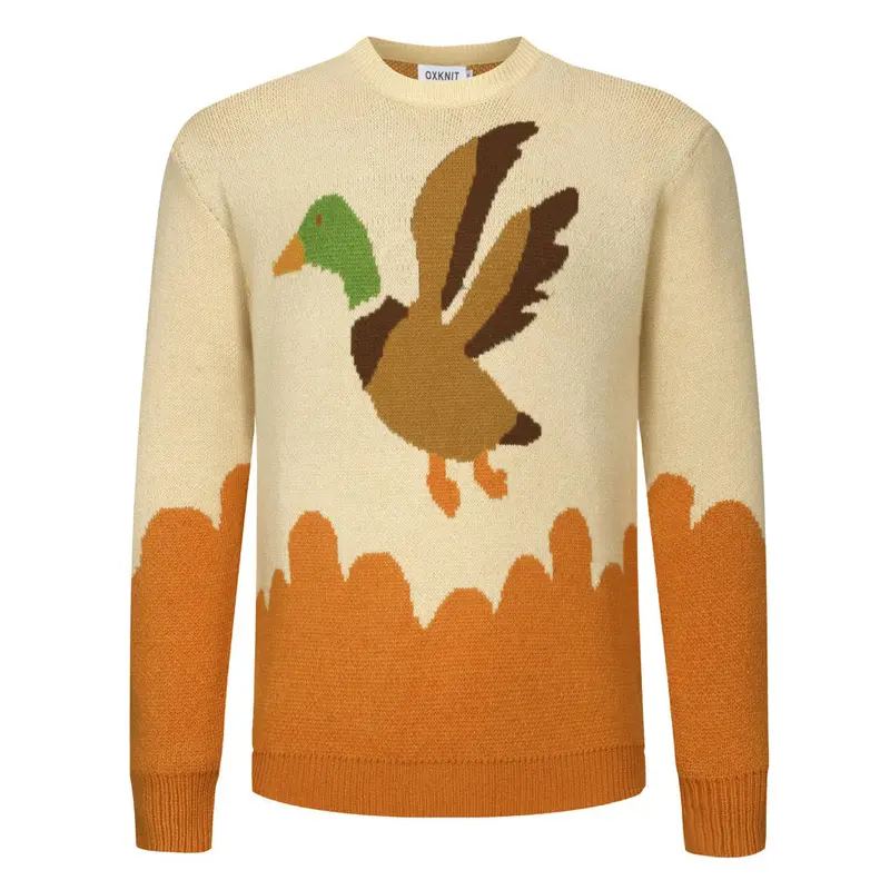 Men's Orange Duck Jacquard Vintage Sweater 1