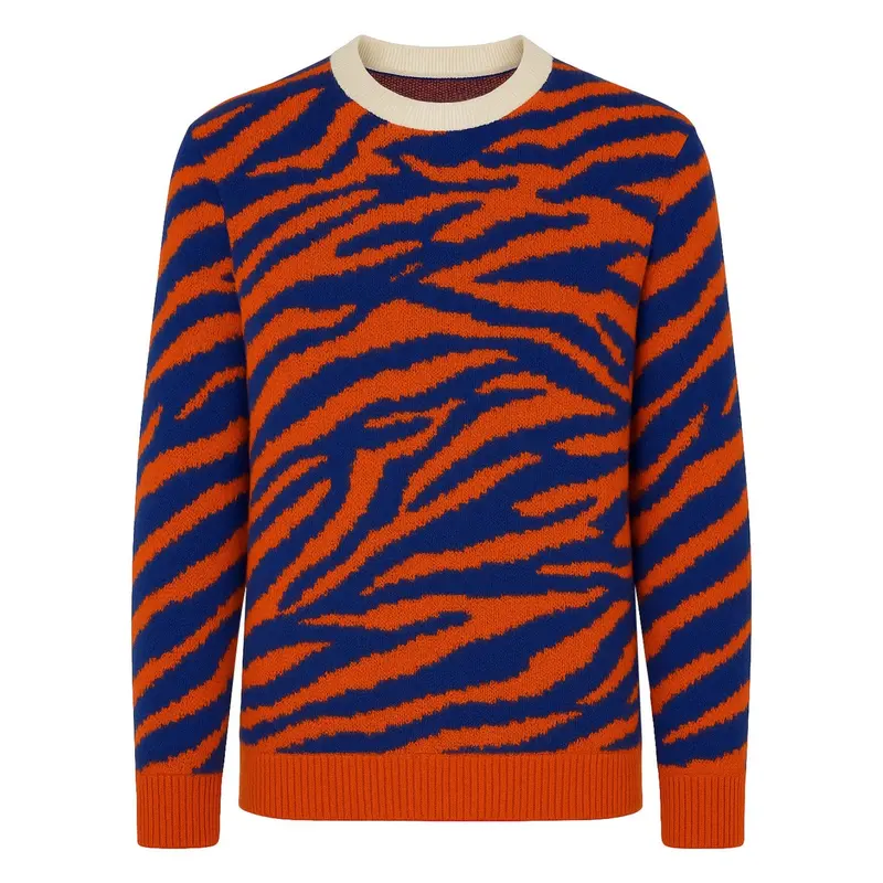 Men's Orange-Patterned Artistic Fashion Jacquard Knitwear 1