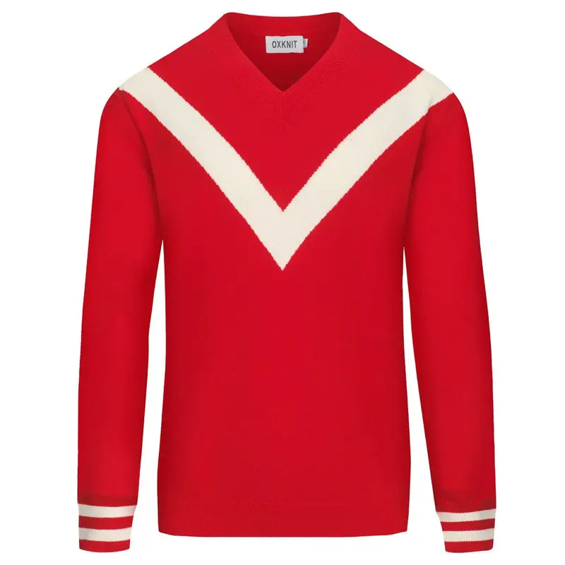 Men's Red Diamond Checked V-Neck Knitwear 1