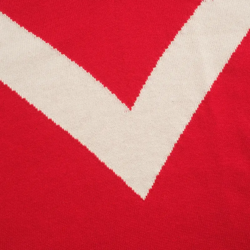 Men's Red Diamond Checked V-Neck Knitwear 2