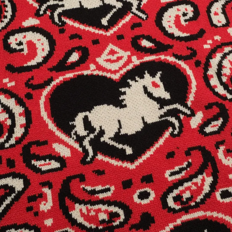 Men's Red Vintage Animal Paisley Sweater 2